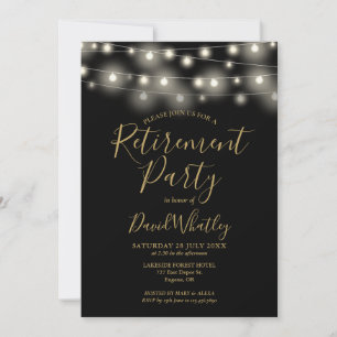 Invitation Lumières de Chaîne Noires et Dorées pour Soirée de