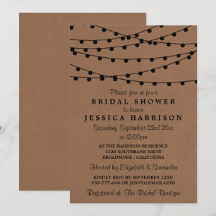 Invitation Lumières de chaîne noires sur une douche de mariée