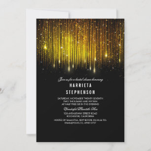 Invitation Lumières de chaînes de Fête de l'mariée noir et or