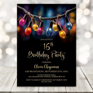 Invitation Lumières de Fête Anniversaire 16 ans