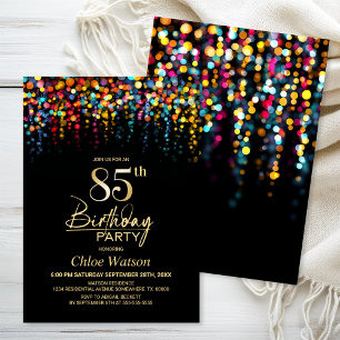 Invitation Lumières de fête colorées Bokeh pour fête d'annive