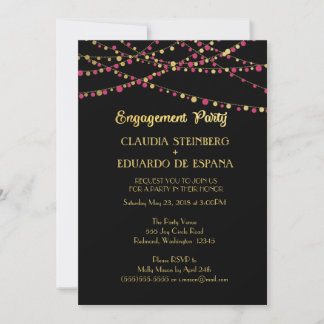 Invitation Lumières de fête - Rose foncé / Rose + Or