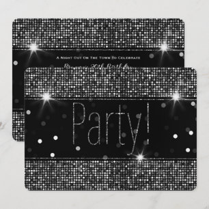 Invitation Lumières de fête scintillantes pailletées noir et