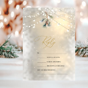 Invitation Lumières de ficelle de cône de pin Mariage d'hiver
