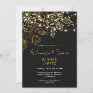 Invitation Lumières de ficelle de fleurs d'or Répétition
