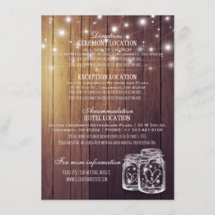 Invitation Lumières de ficelle de pot de maçon en bois rustiq