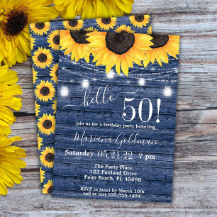 Invitation Lumières de ficelle de tournesols Fête d'anniversa