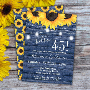 Invitation Lumières de ficelle de tournesols Fête d'anniversa