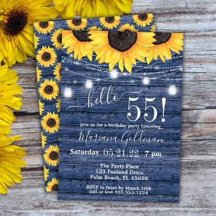 Invitation Lumières de ficelle de tournesols Fête d'anniversa