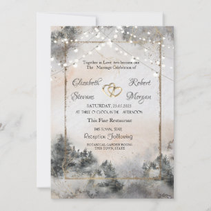 Invitation Lumières de forêt de bois pour mariage