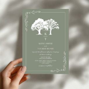 Invitation Lumières de forêt en forme de guirlandes Monogram