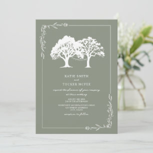 Invitation Lumières de forêt en ligne art sage vert mariage