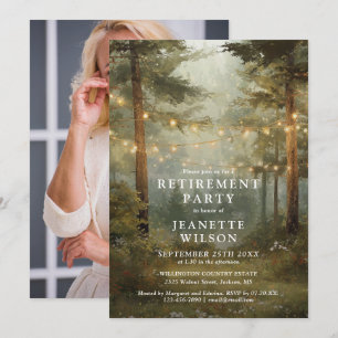 Invitation Lumières de forêt rustique pour la fête de retrait