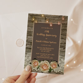 Invitation Lumières de jarre Mason en dentelle de rose rustiq