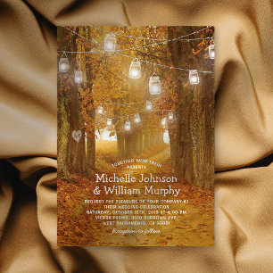 Invitation Lumières de jarres Mason de feuilles d'automne rus