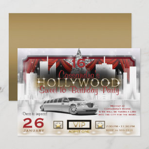 Invitation Lumières de la ville de Gold White & Red Limo Soir