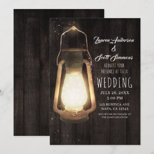Invitation Lumières de lanternes rustiques Mariage de bois de