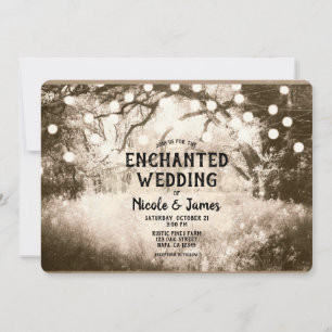Invitation Lumières de mariage anciennes de la forêt enchanté