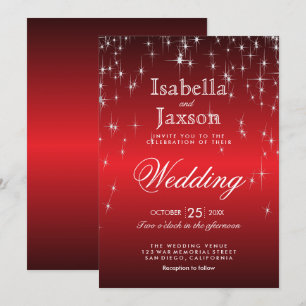 Invitation Lumières de mariage étoile scintillante rouge