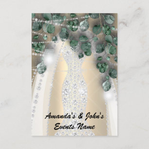 Invitation Lumières de mariage Robe verte rustique Diamant Or