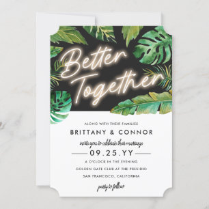 Invitation Lumières de Neon Mieux Ensemble Mariage tropic
