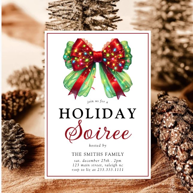 Invitation Lumières de Noël de Bow moderne Soirée (Créateur téléchargé)