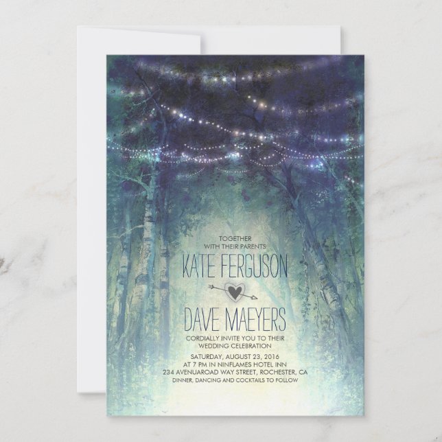 Invitation Lumières de nuit Rustique Woodland Mariage Invitat (Devant)