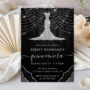 Invitation Lumières de Quinceanera en forme de diamant et gui