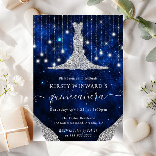 Invitation Lumières de Quinceanera en Robe de Diamant et en F
