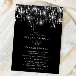 Invitation Lumières de rideau verticales élégantes noires