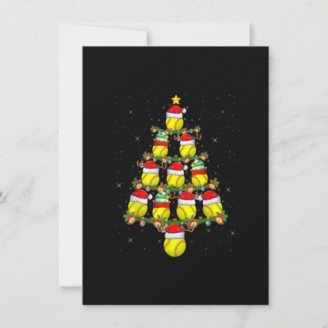 Invitation Lumières de sapin de Noël amateur de softball Xmas (Devant)
