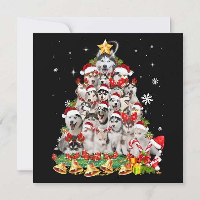 Invitation Lumières de sapin de Noël husky sibérien | chien d (Devant)