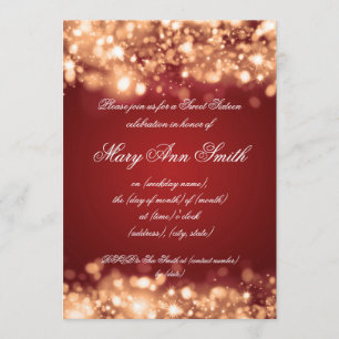 Invitation Lumières de scintillement d'or de partie de sweet