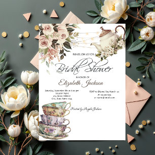 Invitation Lumières de thé roses de mariage 