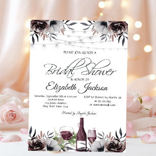 Invitation Lumières de verre de bouteille de vin Roses Mariag