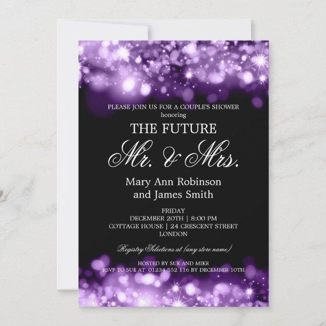 Invitation Lumières d'étincelle de M. Mme Couples Shower (Devant)