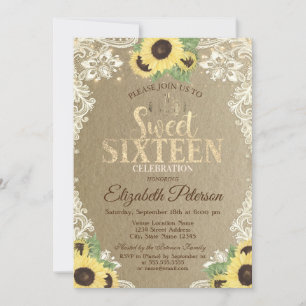 Invitation Lumières, Diadème, Tournesols en dentelle Kraft Sw
