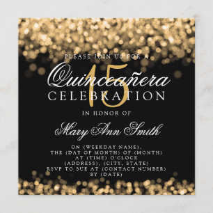 Invitation Lumières d'or de fête d'anniversaire de