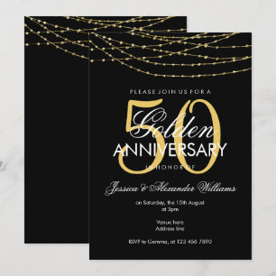 Invitation Lumières dorées 50e anniversaire de Mariage