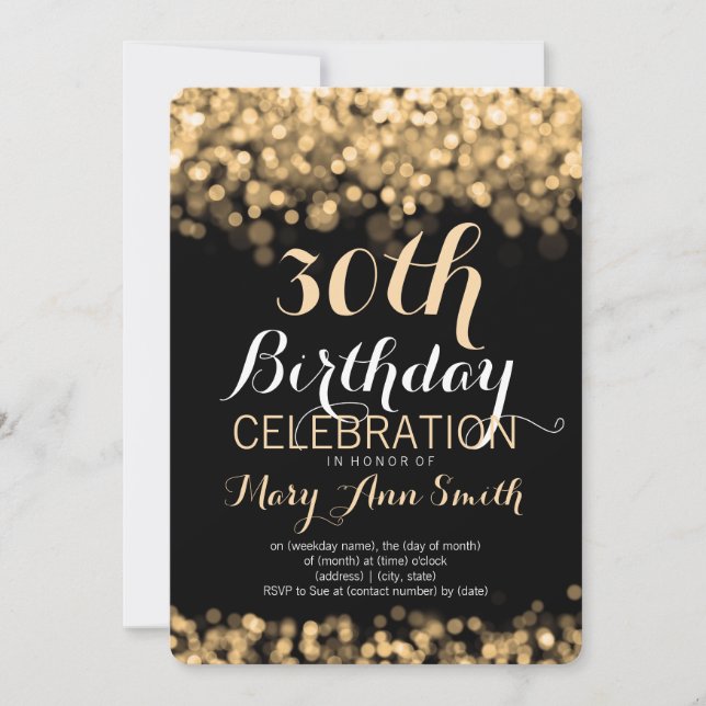 Invitation Lumières dorées du 30e anniversaire de la fête d'o (Devant)