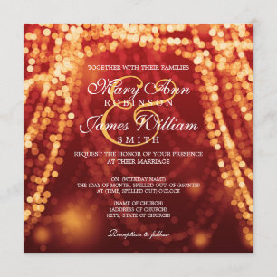Invitation Lumières élégantes de ficelle d'or de mariage