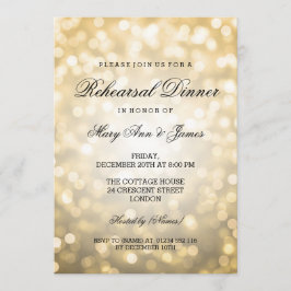 Invitation Lumières élégantes de parties scintillantes d'or