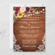 Lumières en bois Mariage rustique Dentelle Aquarel