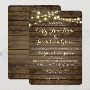 Invitation Lumières en bois rustique