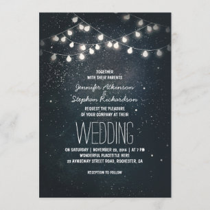 Invitation Lumières et étoiles de nuit Vintage Mariage élégan