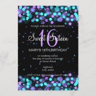 Invitation Lumières et étoiles du sweet sixteen