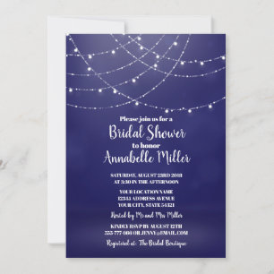 Invitation Lumières Fée Blanc Glam Fête des mariées Bleue