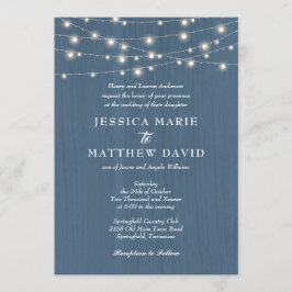 Invitation Lumières Féeriques Bleu Poussiéreux de Mariage de 