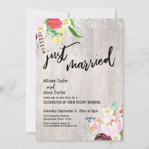 Invitation Lumières Florales Bohème Bois Rustique Mariage Jus