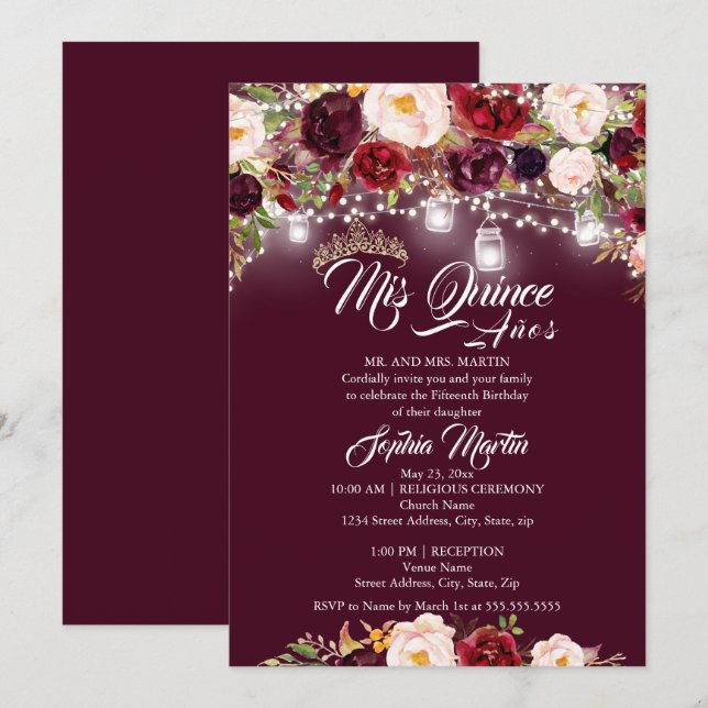 Invitation Lumières florales de Bourgogne Mis Quince Quincean (Devant / Derrière)